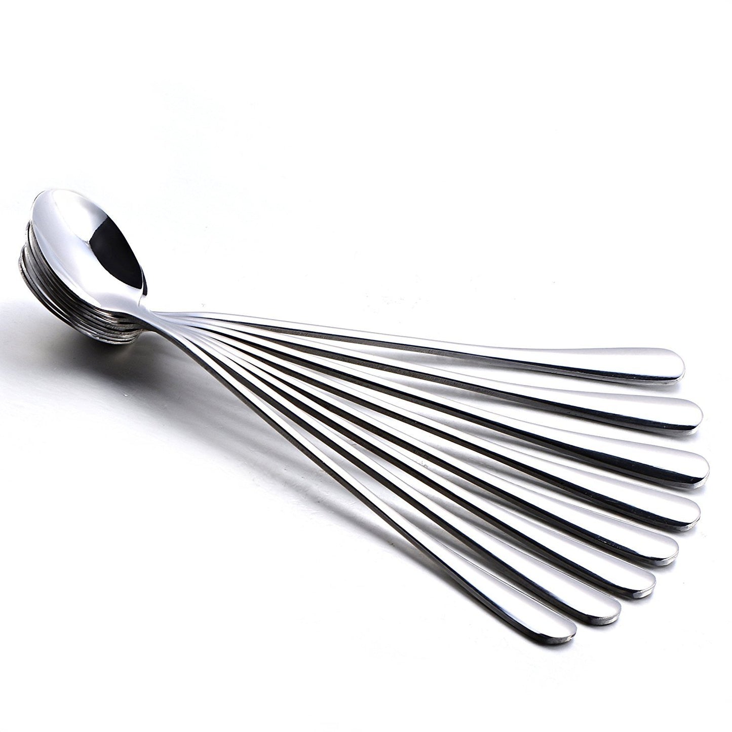 6 Pack 7.5in Stainless Steel Long Handle Mixing Spoons Iced Tea Coffee Dessert