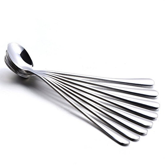 6 Pack 7.5in Stainless Steel Long Handle Mixing Spoons Iced Tea Coffee Dessert