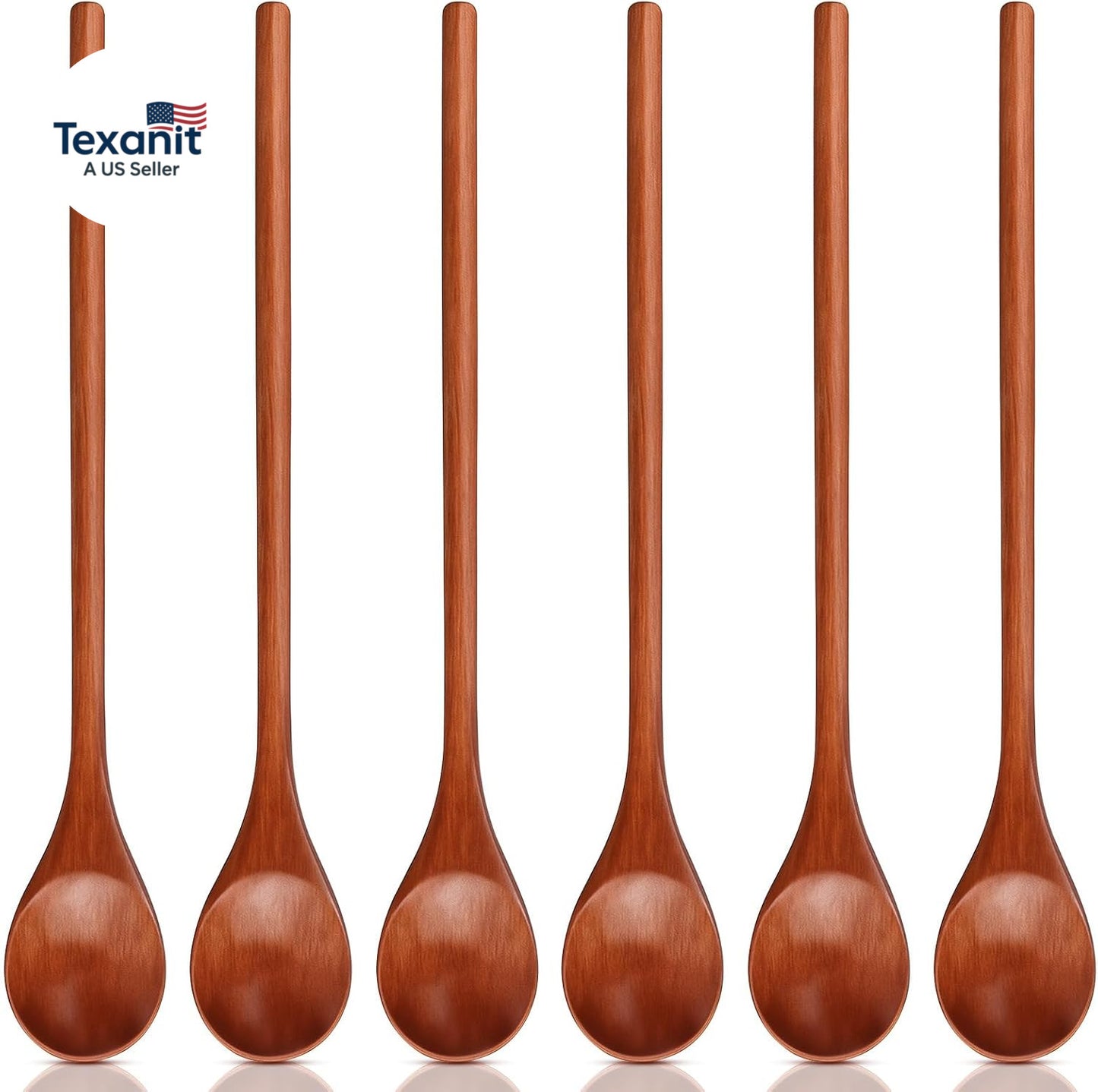 6 Pcs Small Wooden Spoons - Long Handle Mini Wooden Mixing Spoons, Handmade Wood